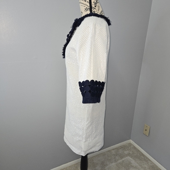 Belle BADGLEY MISCHKA Daya Dress Ivory Navy Women’s Size 0 - Picture 5 of 14